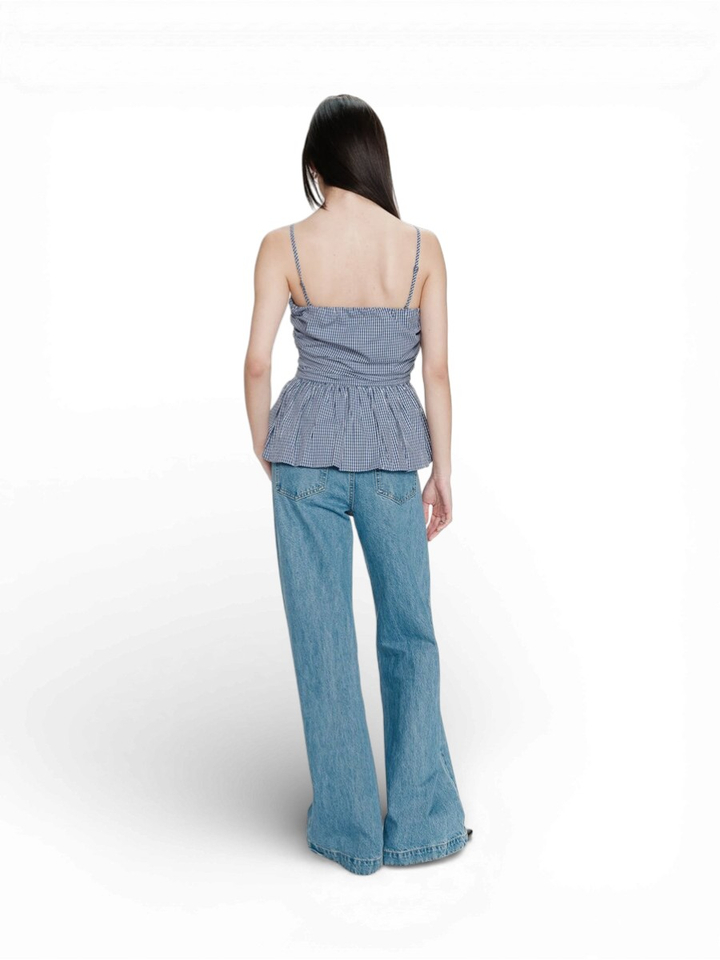 Marineblauwe getailleerde peplumtop Valo Grace&Mila