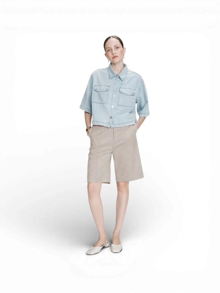 Blauwe oversized jeansvest met korte mouwen Vita Grace&Mila