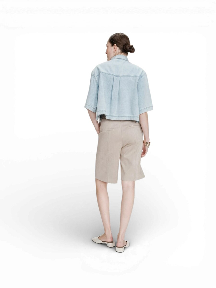 Blauwe oversized jeansvest met korte mouwen Vita Grace&Mila