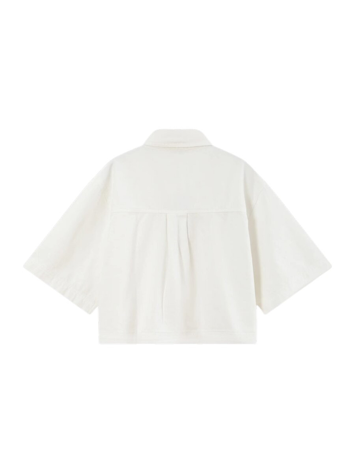 Witte oversized jeansjas met korte mouwen Vita Grace&Mila