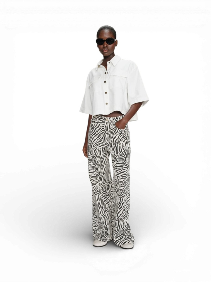 Witte oversized jeansjas met korte mouwen Vita Grace&Mila