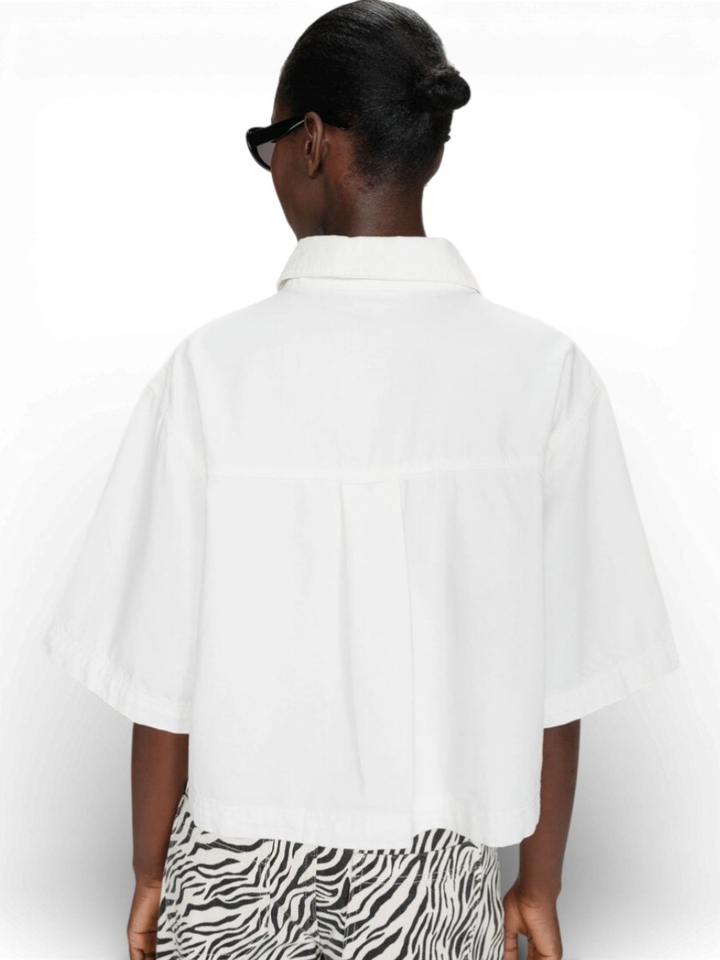 Witte oversized jeansjas met korte mouwen Vita Grace&Mila