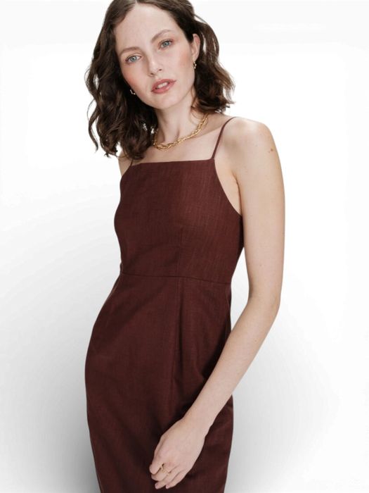 Donkerbruine linnen maxi-jurk Veranys Grace&Mila