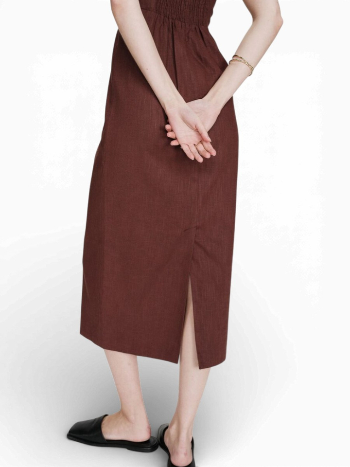 Donkerbruine linnen maxi-jurk Veranys Grace&Mila 