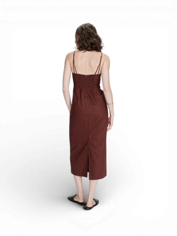 Donkerbruine linnen maxi-jurk Veranys Grace&Mila 