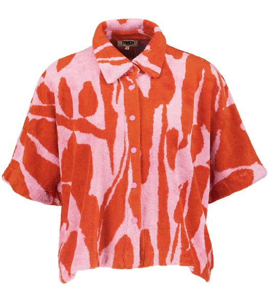 Roze polo met rode print in badstof FRNCH