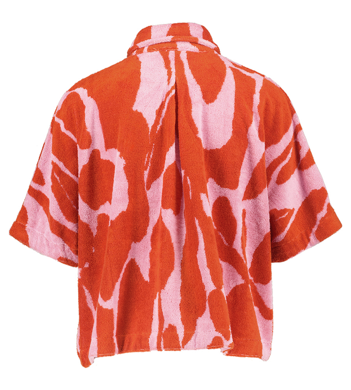 Roze polo met rode print in badstof FRNCH