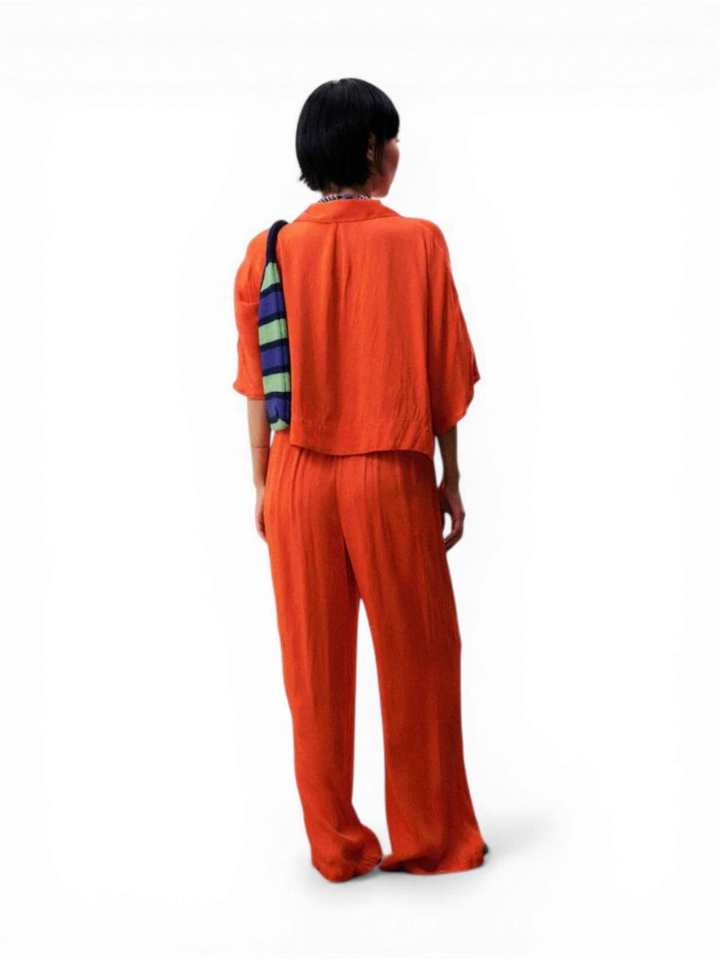 Oranje blouse met driekwart mouwen FRNCH