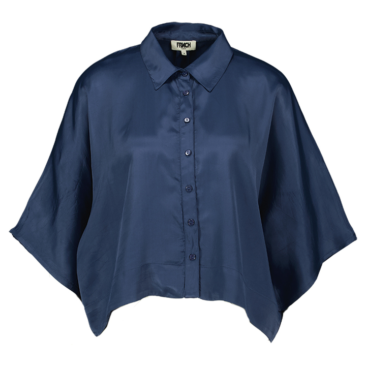Donkerblauwe blouse met driekwart mouwen FRNCH