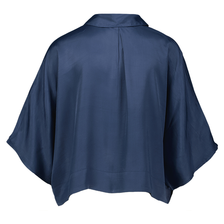Donkerblauwe blouse met driekwart mouwen FRNCH