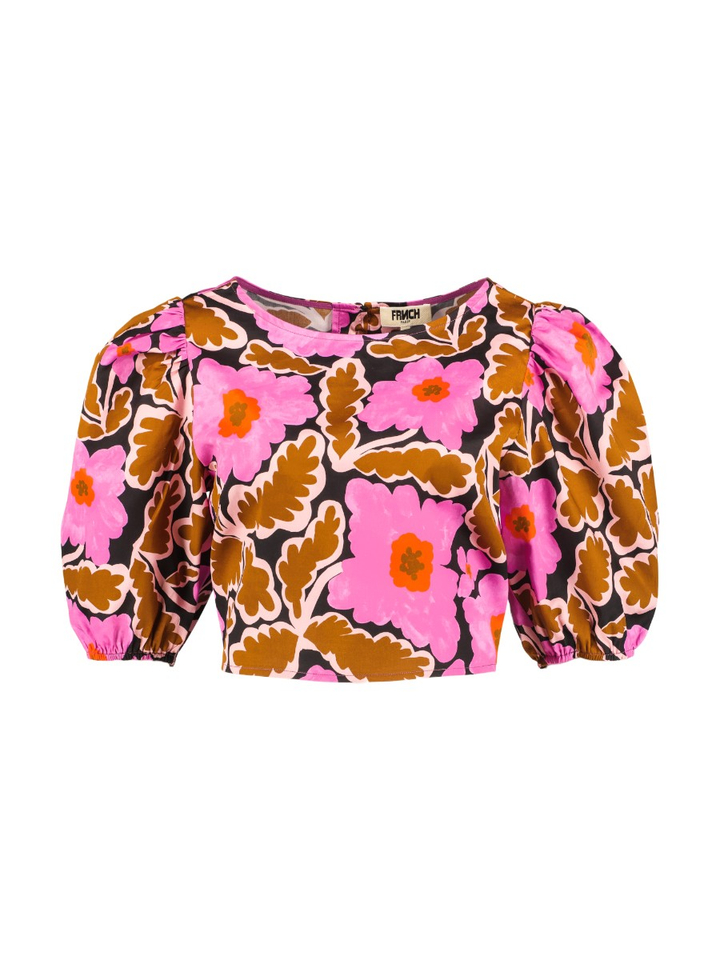 Fusia roze korte bloes met open rug Agate FRNCH