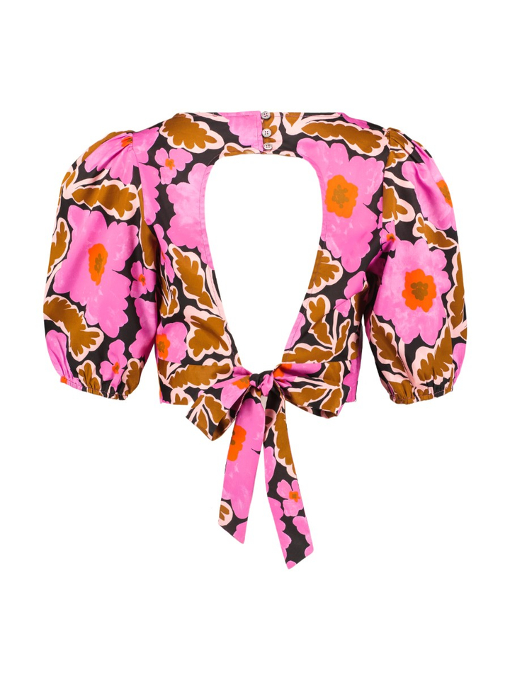 Fusia roze korte bloes met open rug Agate FRNCH