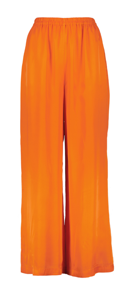 Oranje broek in satijn look FRNCH