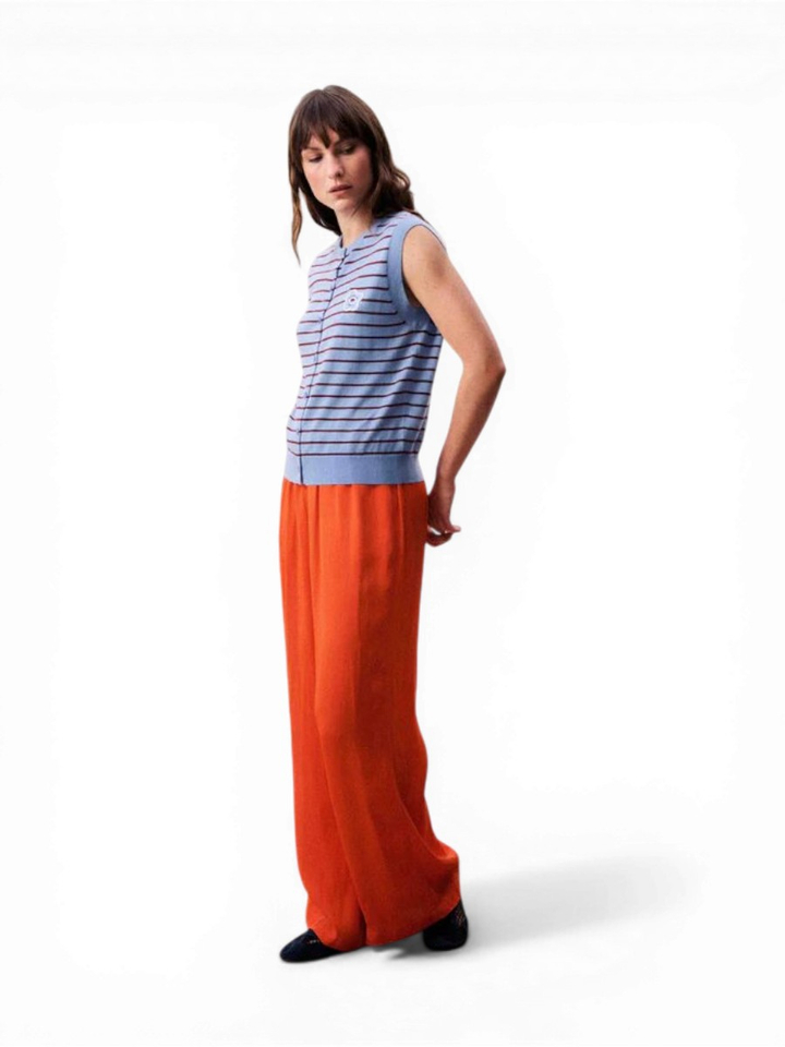 Oranje broek in satijn look FRNCH 