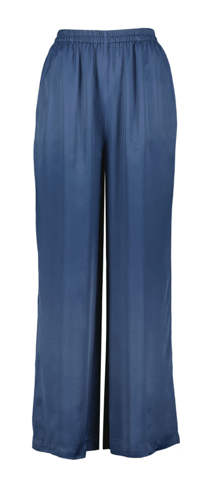 Blauwe losvallende glanzende broek Ecume FRNCH