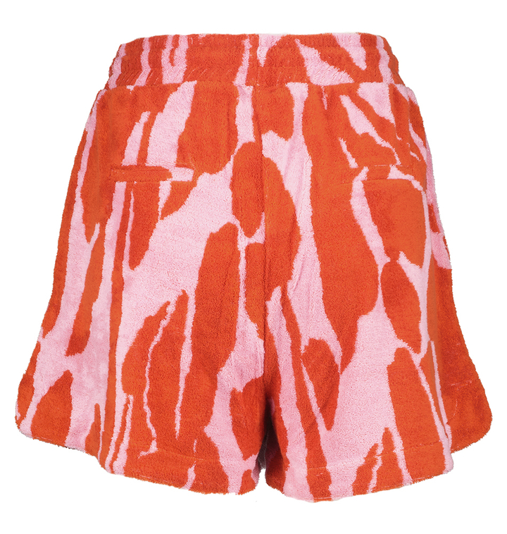 Roze short met rode print in badstof FRNCH
