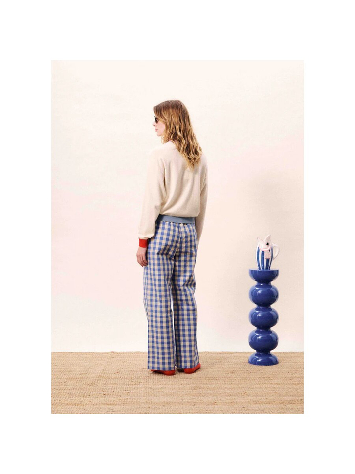 Beige gilet met kleurrijke details Patrick Frnch 