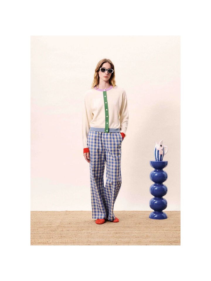 Beige gilet met kleurrijke details Patrick Frnch 