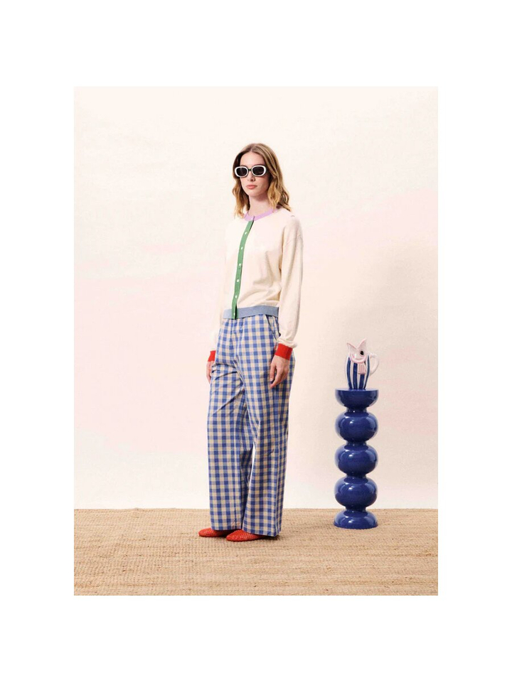 Beige gilet met kleurrijke details Patrick Frnch 