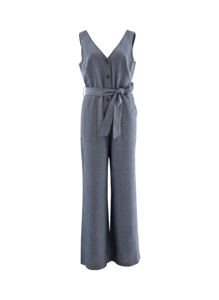 Blauwe jumpsuit met v-hals Vichayito Frnch 