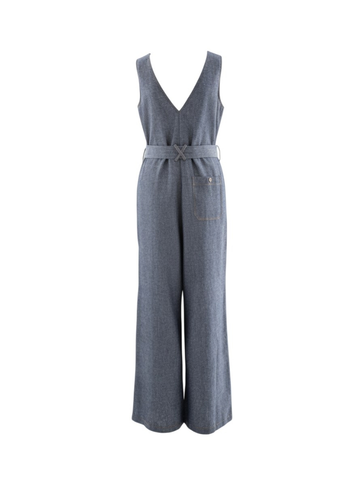Blauwe jumpsuit met v-hals Vichayito Frnch 