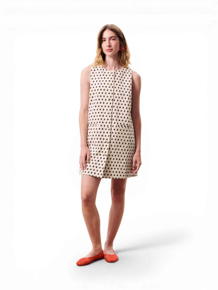 Beige jurk met zwarte vlekken Tamarinia Frnch 