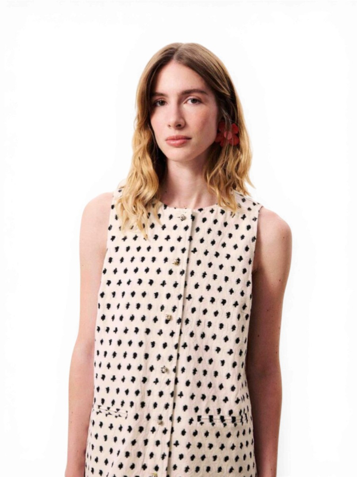 Beige jurk met zwarte vlekken Tamarinia Frnch 