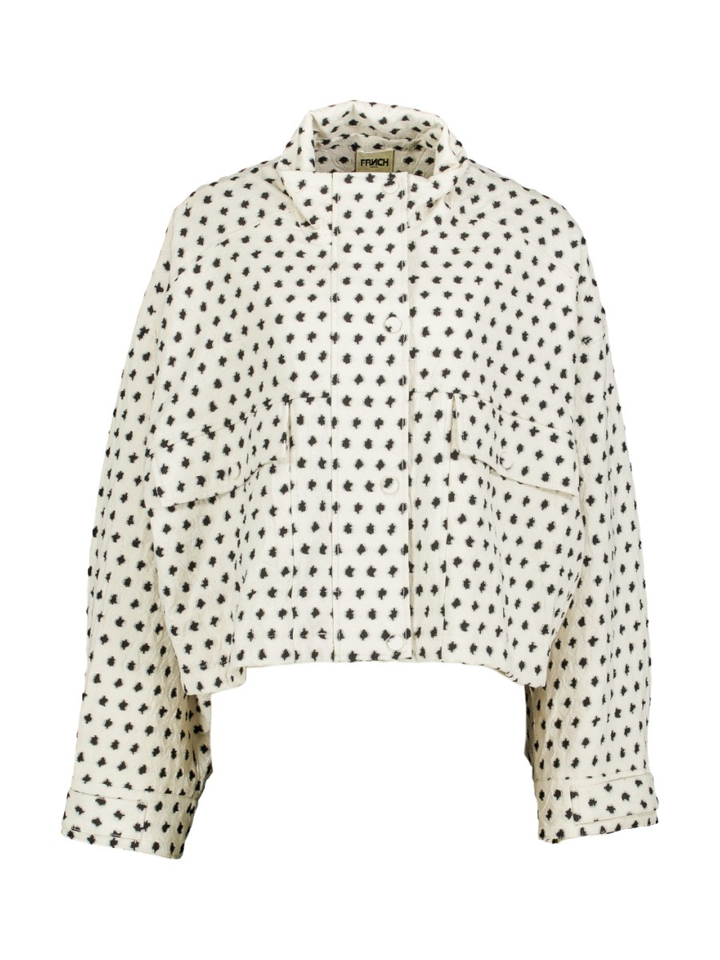 Creme kleurigeoversized korte jas met zwarte stippen Neree Frnch