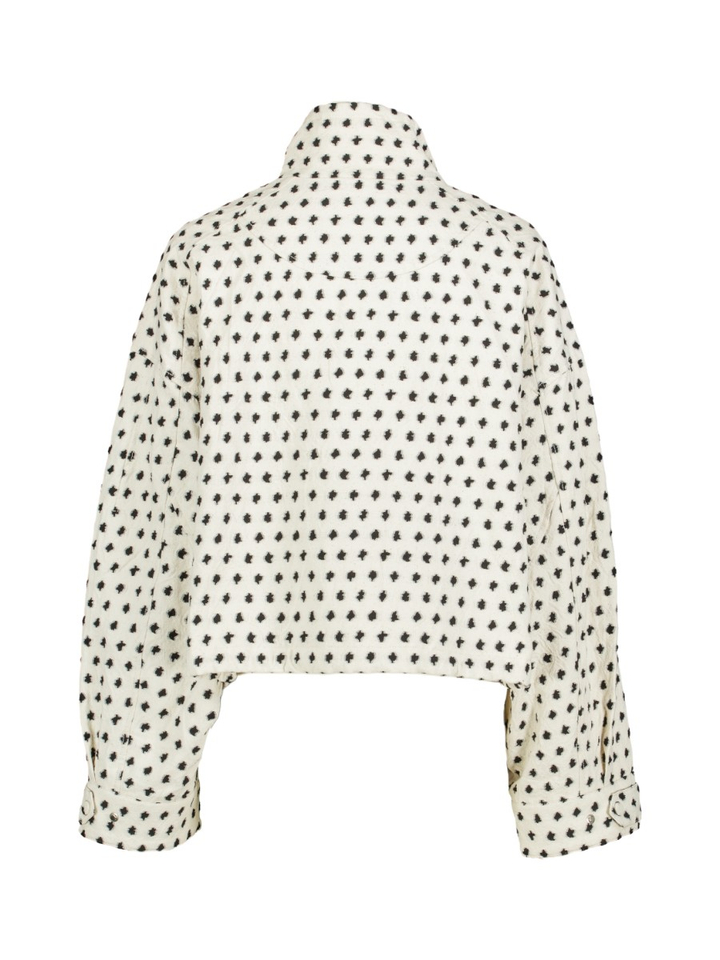 Creme kleurigeoversized korte jas met zwarte stippen Neree Frnch