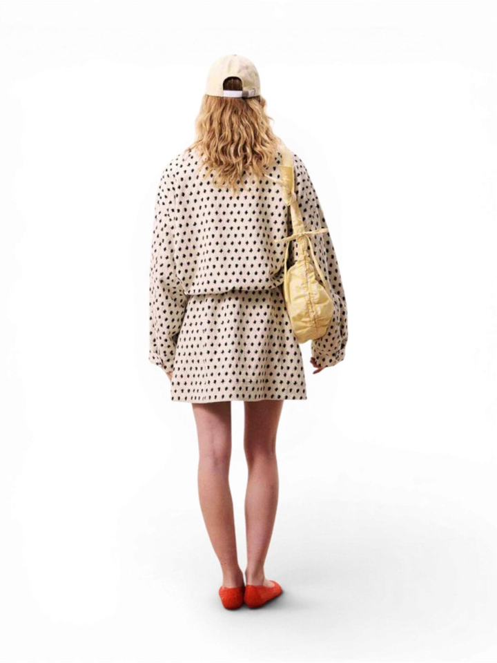 Creme kleurigeoversized korte jas met zwarte stippen Neree Frnch