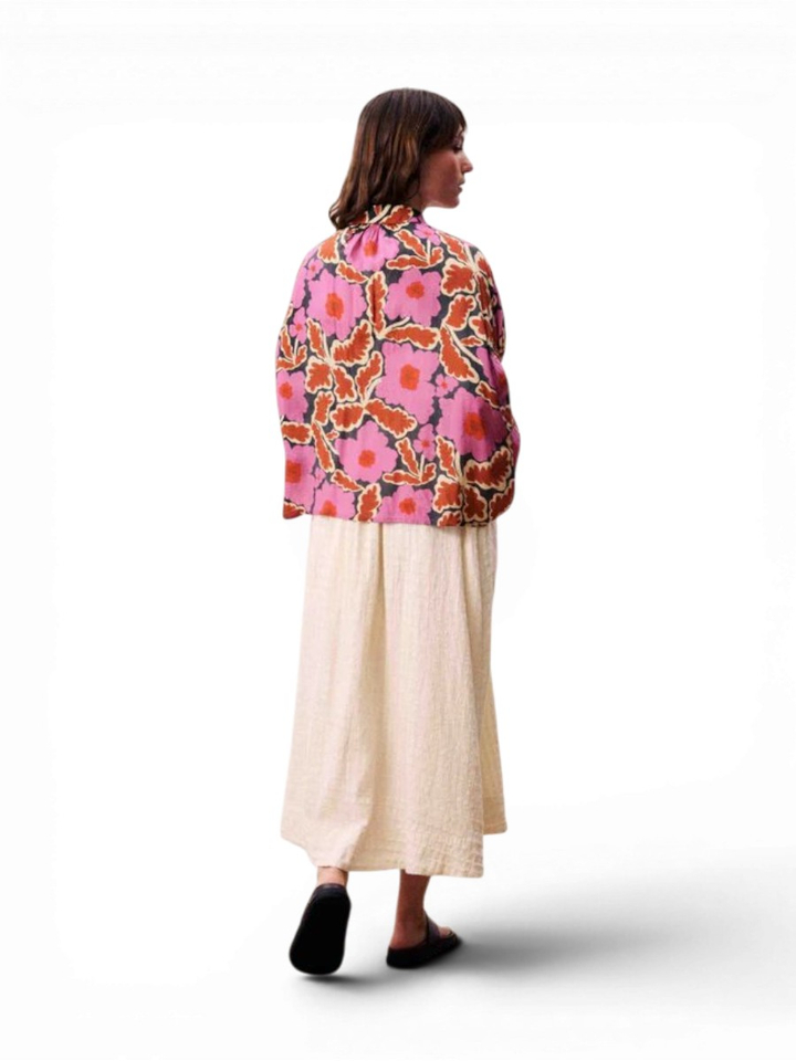 Beige rok met fijne motief en elastiek Claudia FRNCH