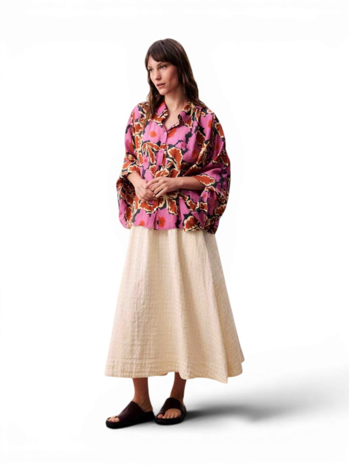 Beige rok met fijne motief en elastiek Claudia FRNCH