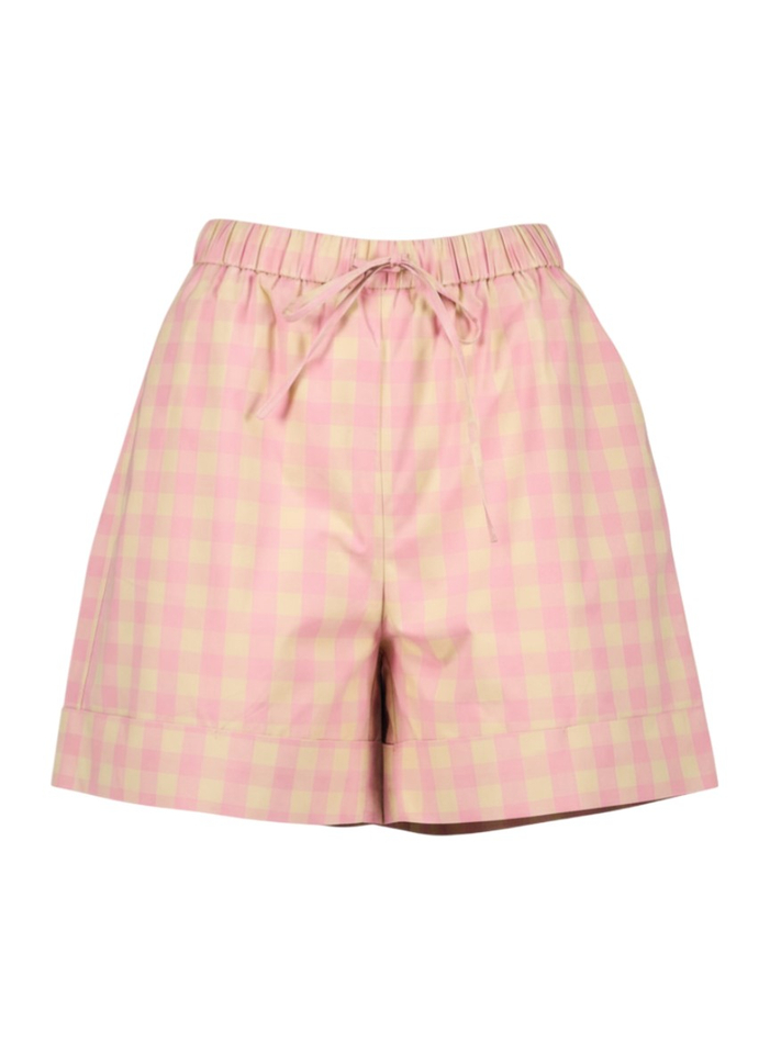 Roze short in ruit motief Luminous FRNCH