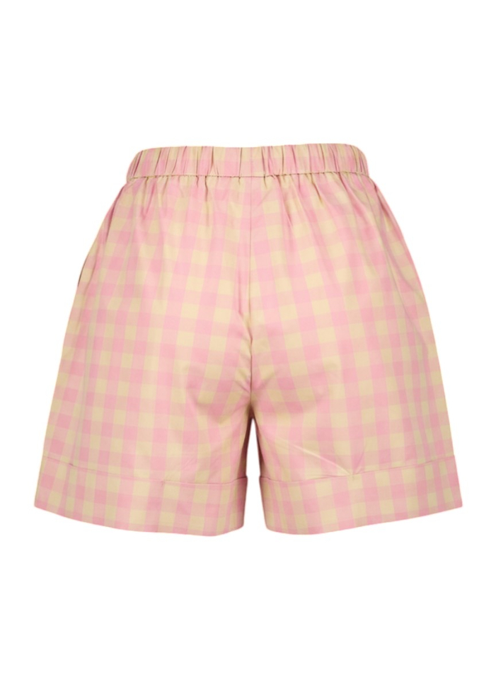 Roze short in ruit motief Luminous FRNCH