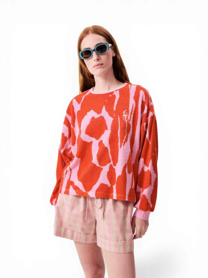 Roze short in ruit motief Luminous FRNCH