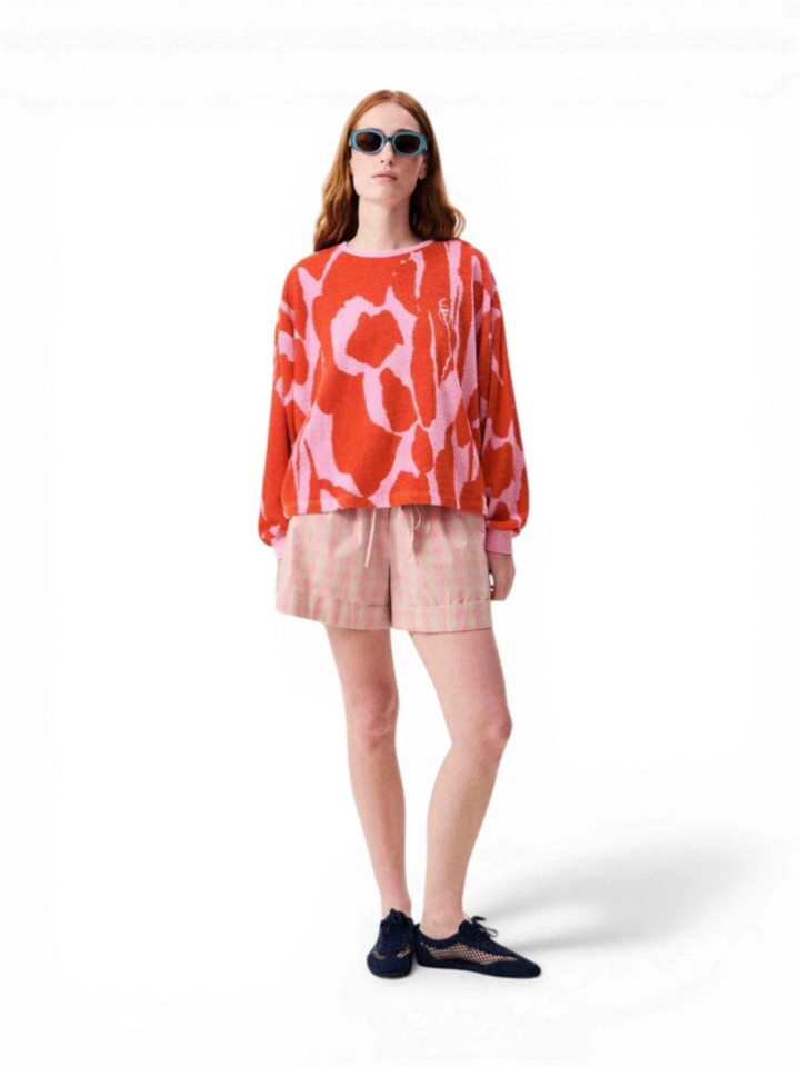 Roze short in ruit motief Luminous FRNCH