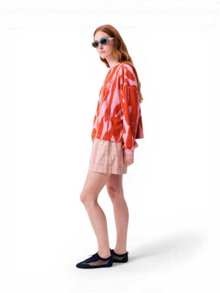 Roze short in ruit motief Luminous FRNCH