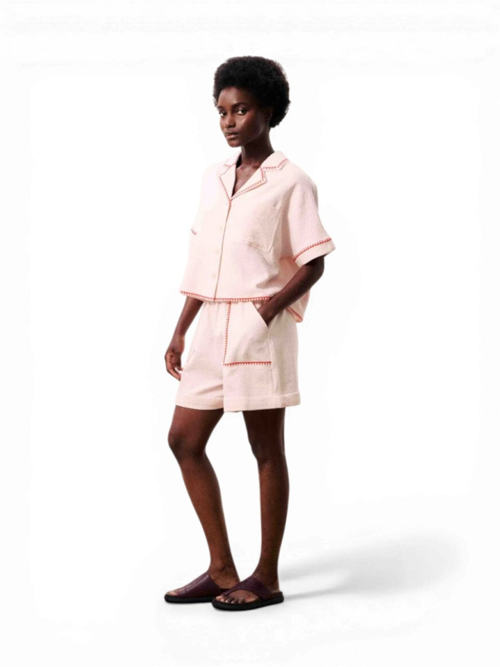 Lichtroze short met rood detail Celestea FRNCH