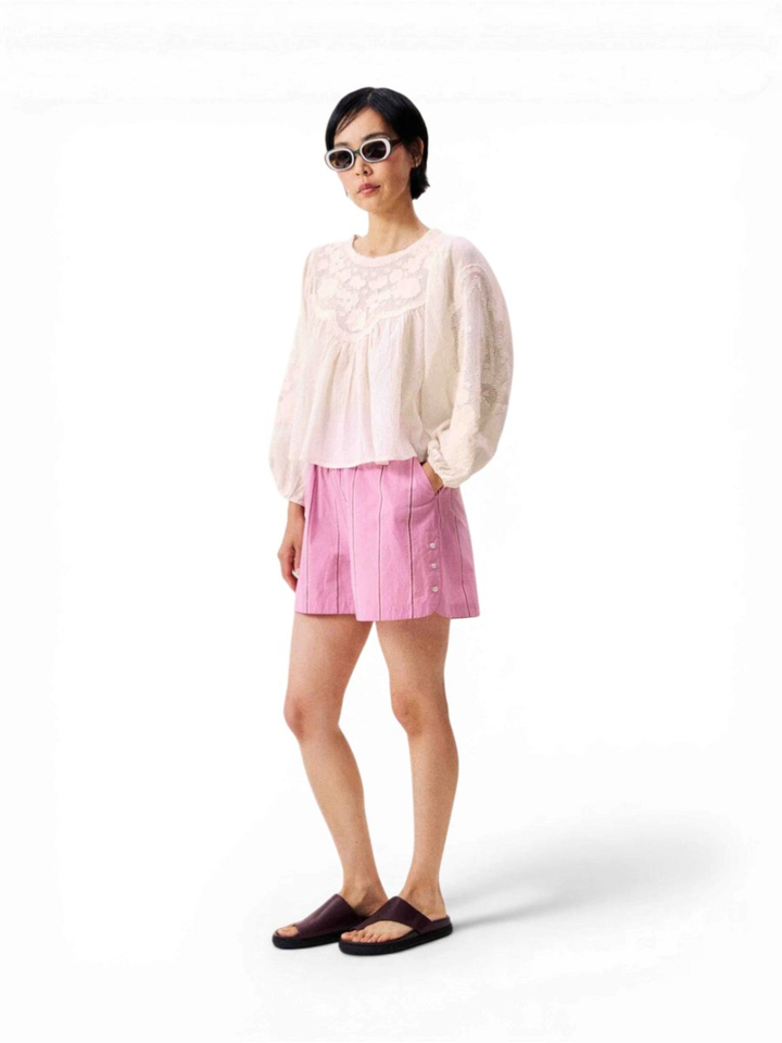 Roze gestreepte short met elastiek Eurybia FRNCH