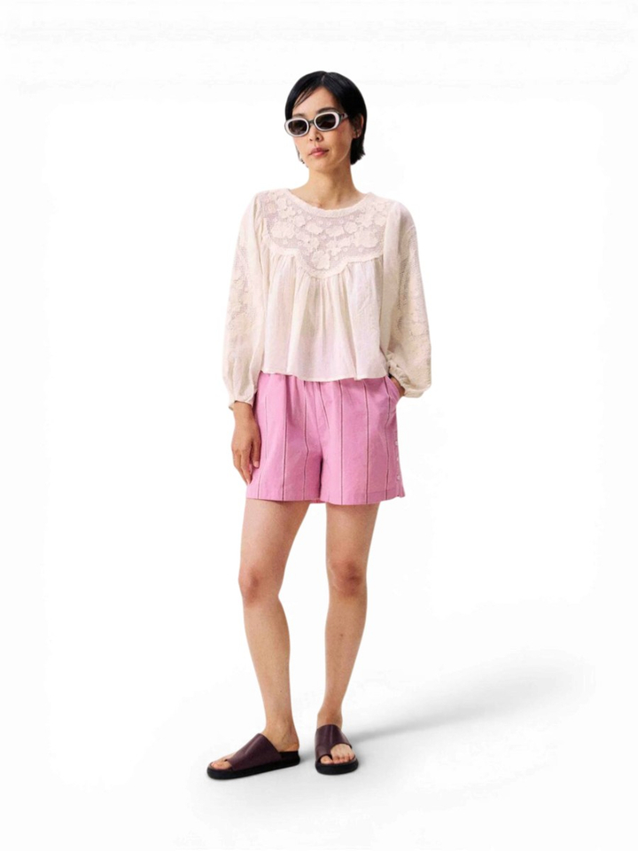 Roze gestreepte short met elastiek Eurybia FRNCH