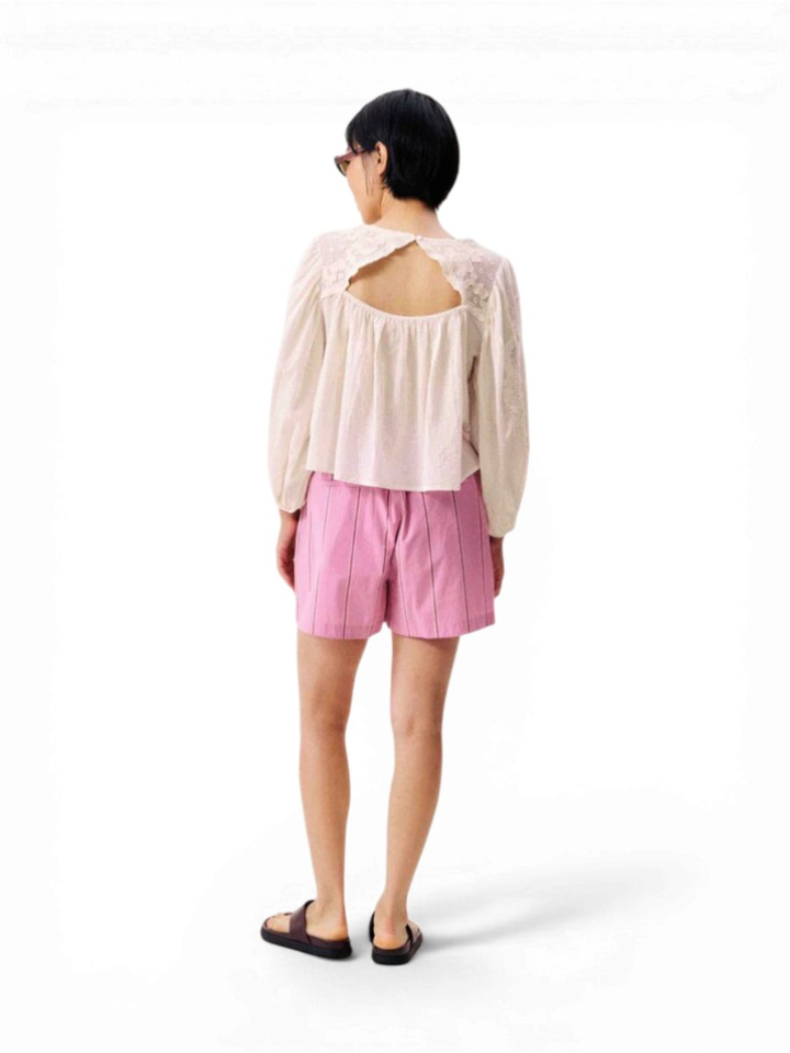Roze gestreepte short met elastiek Eurybia FRNCH