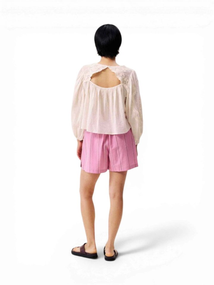 Roze gestreepte short met elastiek Eurybia FRNCH
