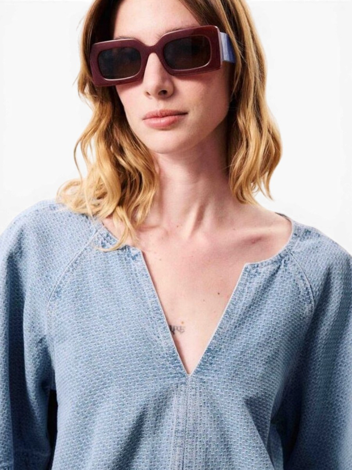 Blauwe jeansbloes Citrine FRNCH