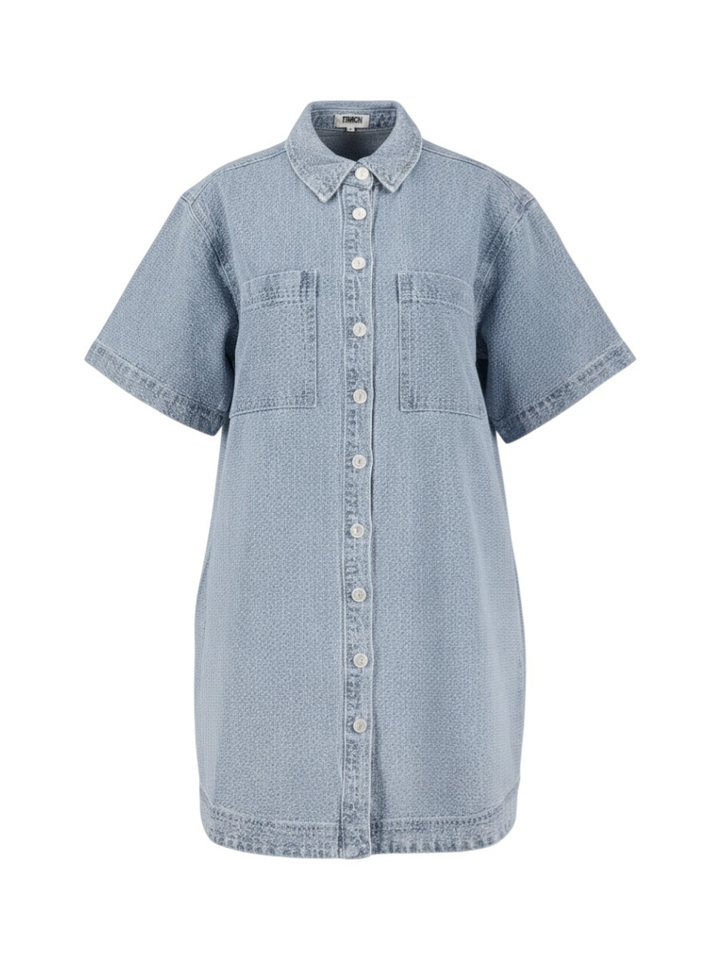 Blauw jeans kleed met structuur Beryl FRNCH