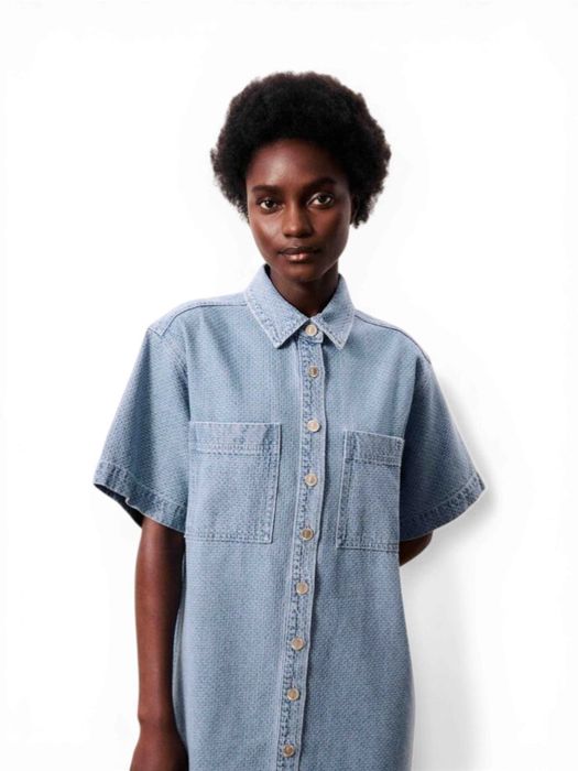Blauw jeans kleed met structuur Beryl FRNCH