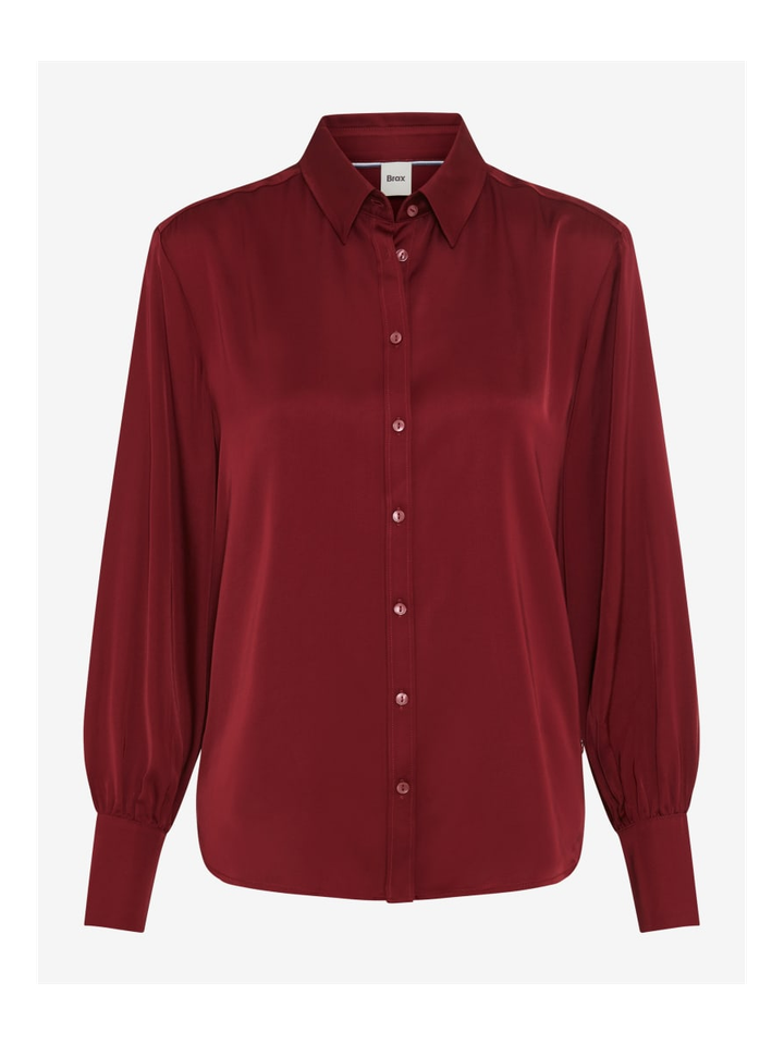 Bordeaux kleurige bloes in satijnlook Brax