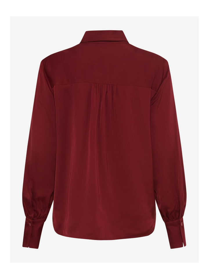 Bordeaux kleurige bloes in satijnlook Brax