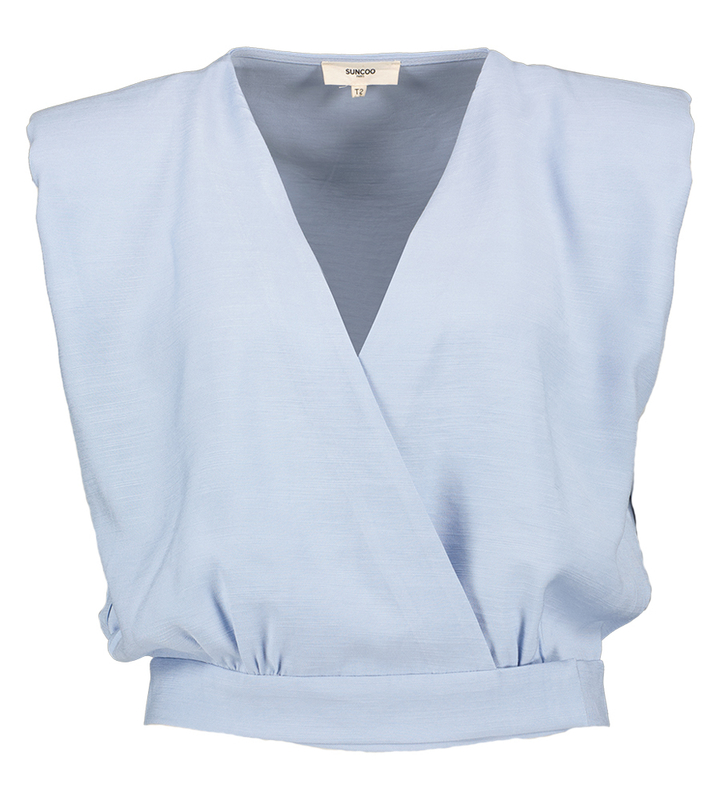 Lichtblauwe wikkelblouse Laos Suncoo