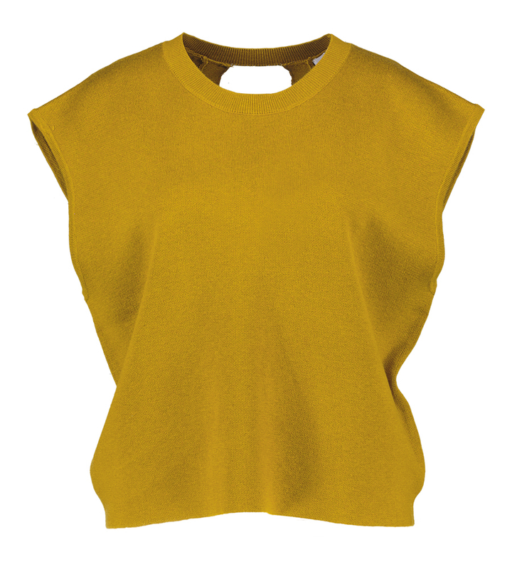 Kaki groene pull met open rug Plama Suncoo