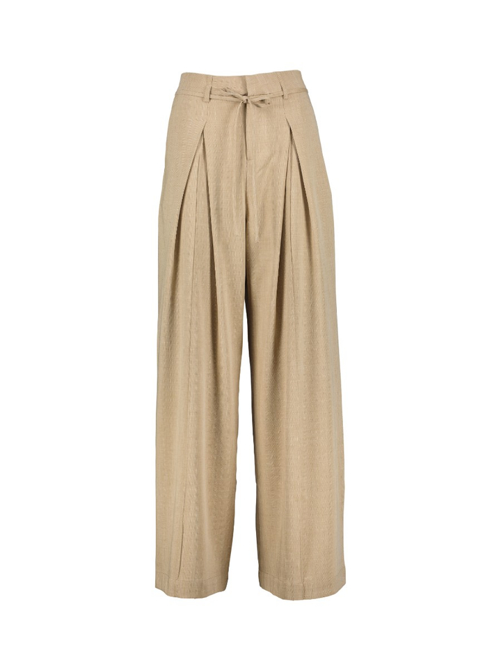 Beige wijde broek met bandplooi Jeff Suncoo 